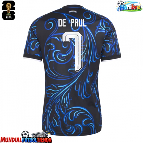 Camiseta Argentina Rodrigo De Paul #7 Segunda Equipación Replica Mundial 2026 mangas cortas